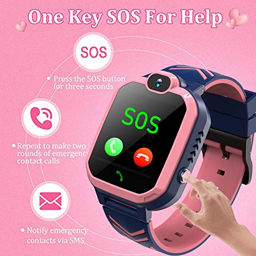 Kids Smartwatch Phone IP67 Waterproof, Boys Girls Watch with LBS/AGPS Locator 2Way Call SOS Voice Chat Camera Alarm Clock Sport Watch Gift for 3-12 Years Old Childrens (02-2G LBS Waterproof Blue) - Thumbnail 4