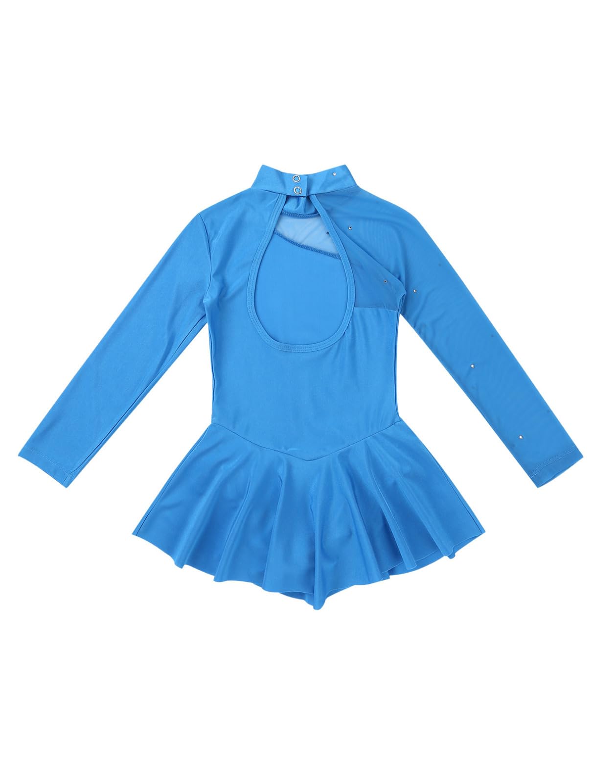MSemis Vestido Patinaje de Manga Larga para Niña Leotardos de Danza Maillot con Falda Gimnasia Rítmica con Pedrería Brillante Disfraz de Bailarina 4-16 Años — view 5