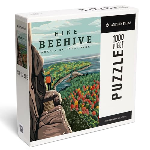 Beehive Trail Acadia National Park Puzzle – Hand Drawn Hiking Illustration, 1000 Piece Jigsaw...