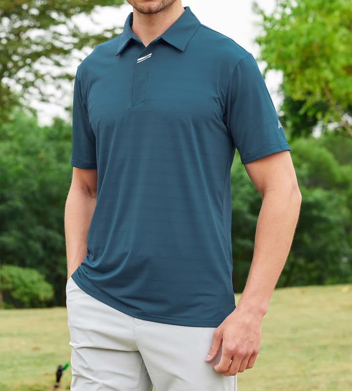 Image of Damipow Premium Golf Shirts for Men Dry Fit Performance Polo Short Sleeve Collared Shirt