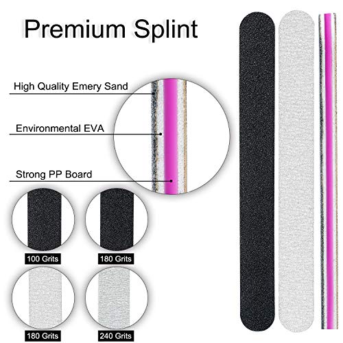 12PCS Nail Files,Professional Manicure Pedicure Tools Which Can Shape and Smooth Your Nails,Emery Boards Nail File for Acrylic Natural Nails,10PCS Black 100/180 Grit and 2PCS Purple 180/240 Nail Files