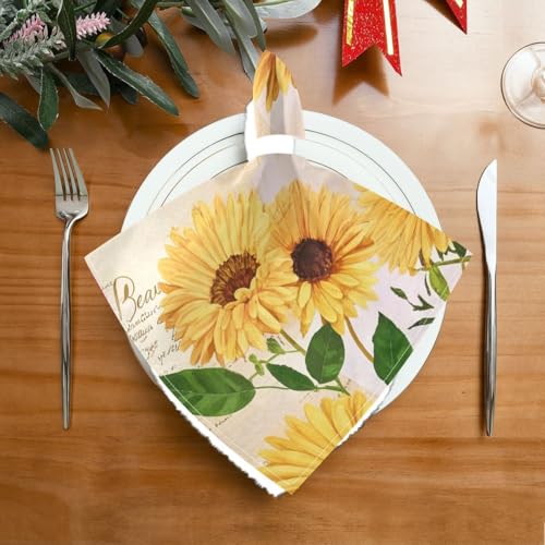 Servilletas de Tela Amarillo Girasol Set de 4 50x50 cm miniatura 3