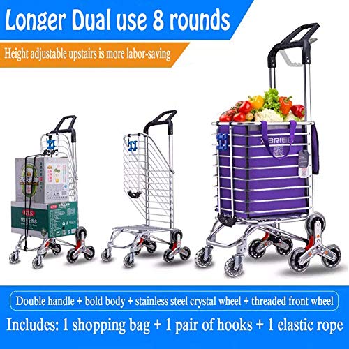 QHYXT Zusammenklappbarer, Faltbarer Einkaufstrolley für den Markt, Wäsche, Garten, Trolley, Edelstahl, verschleißfestes… – Bild 3