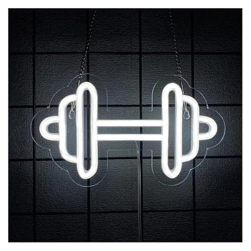 Enseigne néon haltère lumineuse pour créer une ambiance club de fitness à la maison