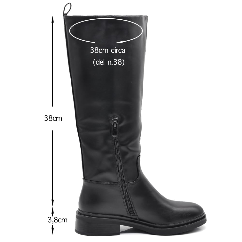 IF Fashion Scarpe da Donna Stivali Alti Con Fibbia Cinghia Tacco Medio XG107