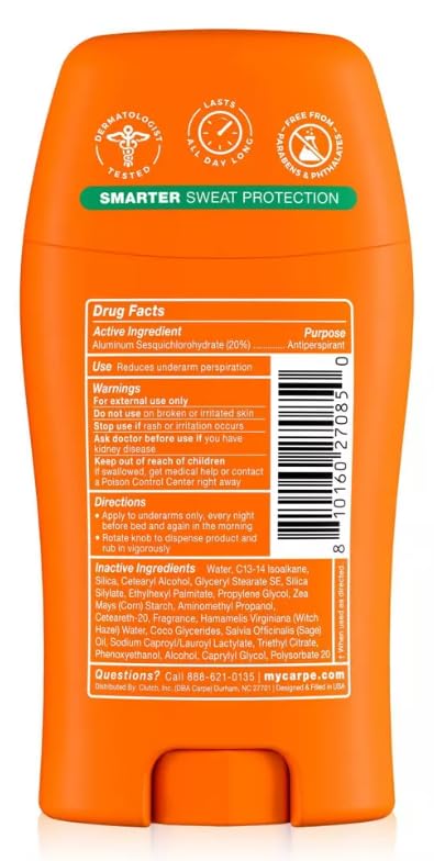 Carpe Women's 100HR Sweat & Odor Control Antiperspirant Deodorant - Cucumber Mint - 1.76oz: Under Arm, Paraben-Free, Cream