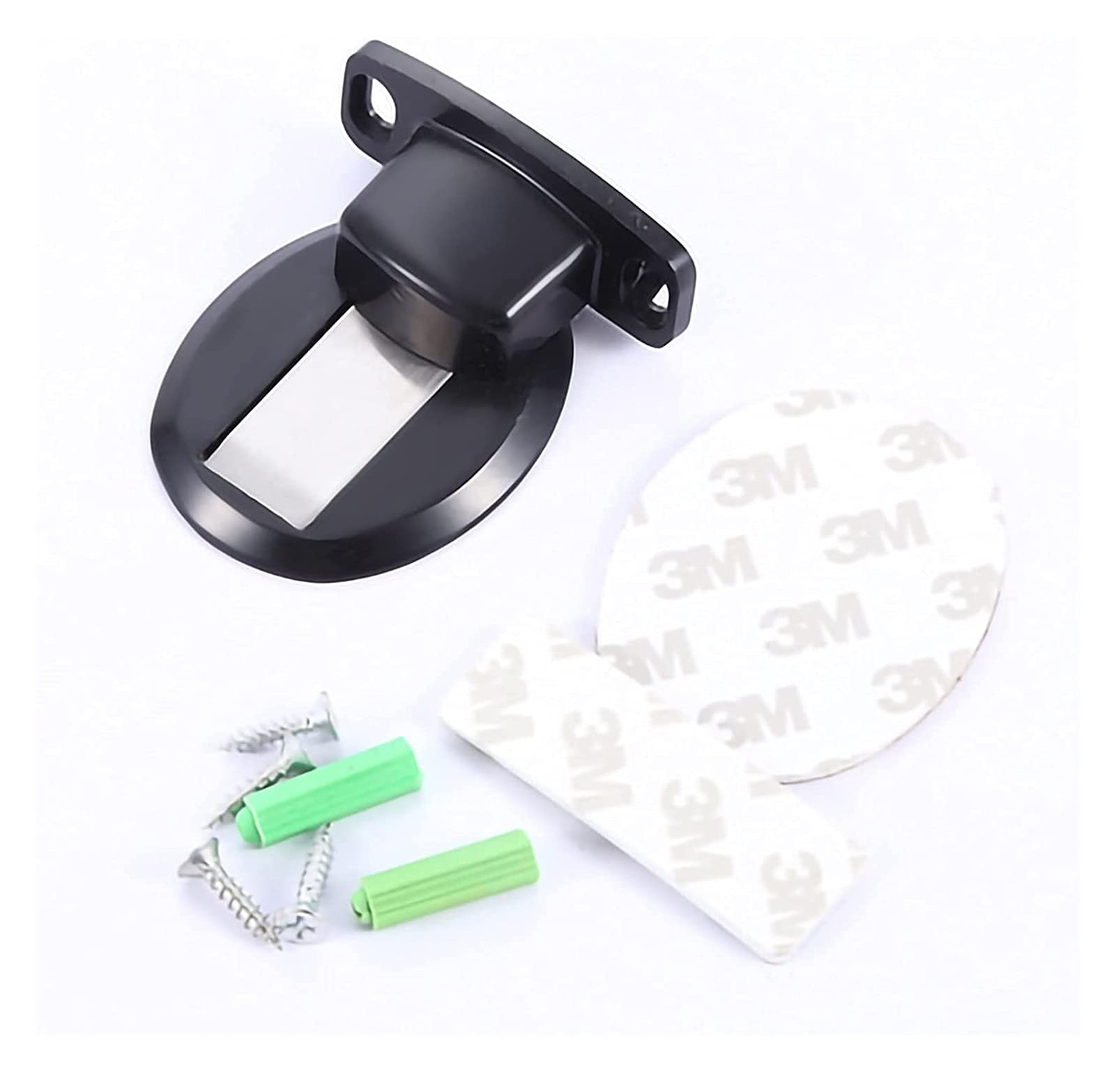 Door Stopper, Magnetic Stainless Steel Door Catch Wall Mount Holder Home Anti-Collision Invisible Stop(Black)