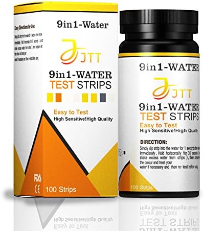 JTT 9 in 1 Water Test kit 100ct,Test for Drinking Water, Aquarium,Pool & Spa;Best Kit for Accurate Water Quality Testing,Instant Results -PH - Free Chlorine - Total Hardness + More