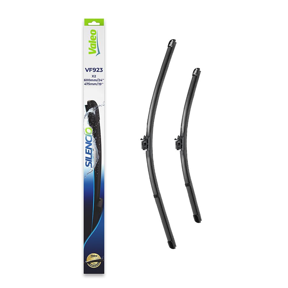 VALEO Silencio Wiper - VF923 - Kit of High Performance, Superior Road Visibility, Easy Installation Original Flat Blades 600mm/475mm - Front - Set of 2 Wiper Blades - 577923