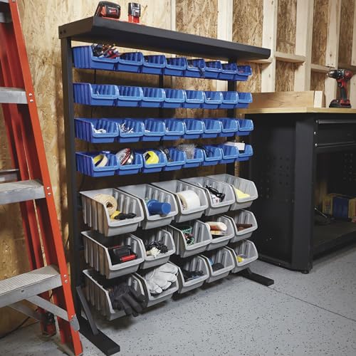 Image of Strongway Single Side Bulk Storage Rack Unit with 47 Assorted Bins - 36 1 /2in.W x 14in.D x 46in.H