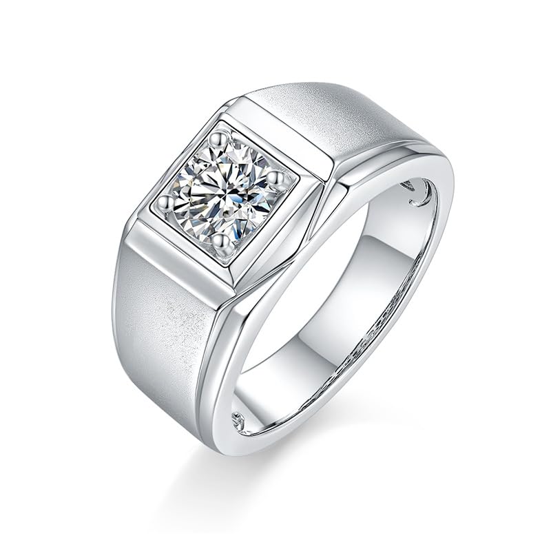 14K Gold Men's Simple 1 Carat D-color VVS1 Real Diamond Ring, Men's Gold Wedding Bands Inspired, Father's Day Gift for Him