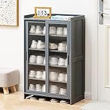 Genérico Zapatero de bambú de 5 Niveles con Puertas correderas para Entrada, Gris).