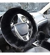 Fluffy Steering Wheel Cover, ZYNQACC Fuzzy Steering Wheel Cover for Women, Fashion Warm Wool Furr...