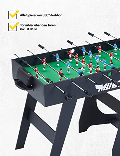 MUWO Mondial Faltbarer Fußball Tischkicker 3 Bälle inklusive. Klappbarer Indoor-Kickertisch, kompakt und leicht verstaubar. Tischfußball für Erwachsene und Kinder, in 2 Farben, 14 kg (Weiß) – Bild 5