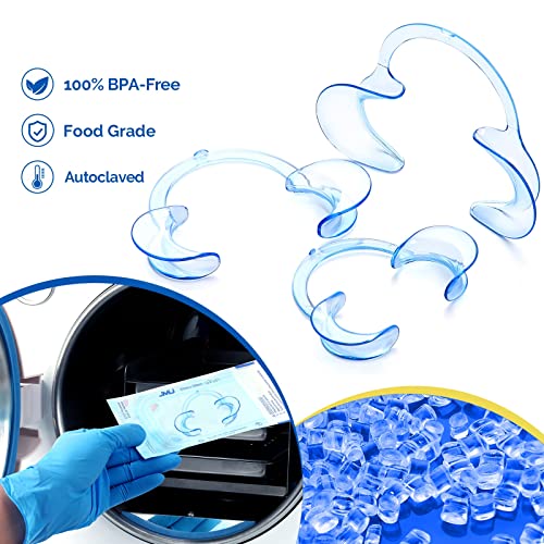 Jmu Dental Cheek Retractor Mouth Opener For Teeth Whitening C-Shape Autoclavable, Clear Blue (Large,Small,Medium Pack Of 3) #TOP1