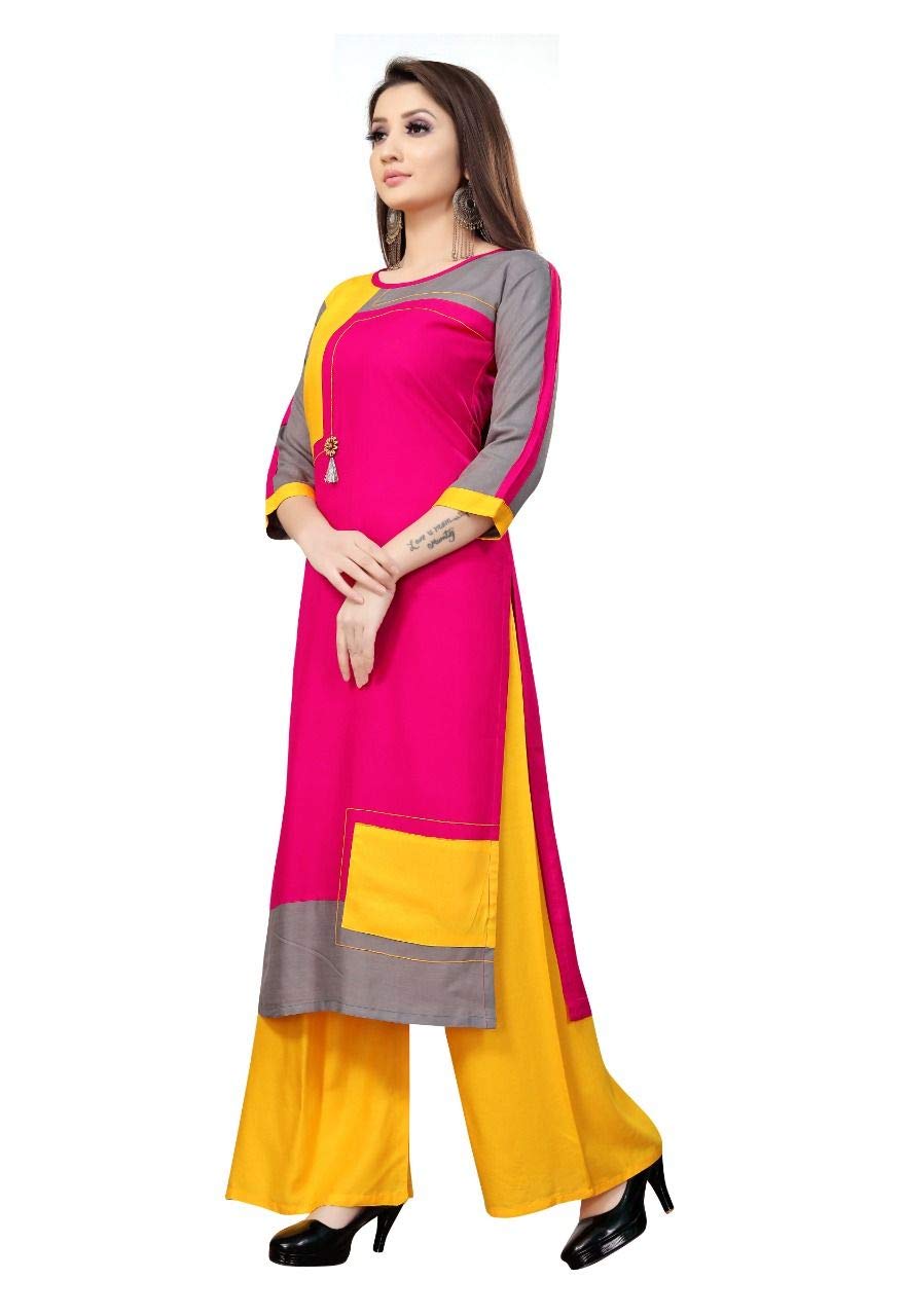 HARLIN Women's Rayon Kurti and Palazzo