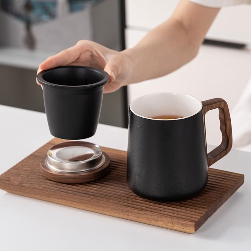 Tasse à thé Tasse à thé en céramique avec couvercle et filtre Récipient de trempage