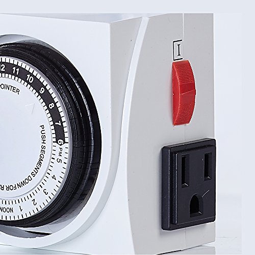 TopoGrow Analog 24 Hour Plug in Dual 110V Heavy Duty Electrical Outlet Grounded Hydroponic Grow Light Timer(Analog Timer)