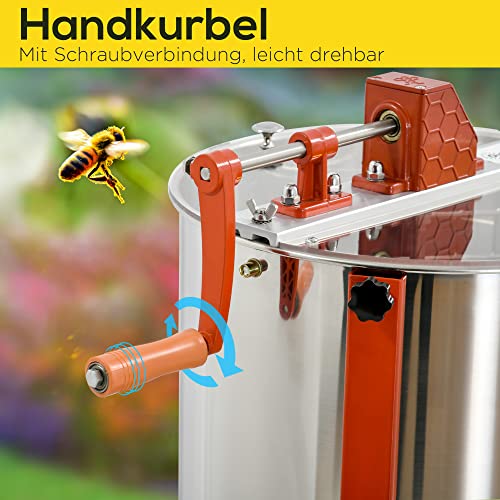 Outsunny Honigschleuder aus Edelstahl mit Handkurbel verstellbaren Beinen manuell für 3 Waben Ø54 x 115 cm – Bild 5
