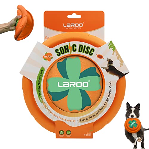 LaRoo Hundefrisbee Hundespielzeug, Ø24.5cm Hundetraining Werfen Fangen HQ-Eva Frisbee Weich Bissfest Zähne Schützen Outdoor Spielzeug für Große Hunde Haustier (1-Stück Set, Orange) Cover