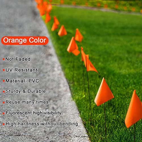 Zozen 100 Pack Orange Markierungsfahnen, 38 x 10 x 13 cm, Rasenfahnen, Landschaft Flags, Markierfahnen für Rasen, Survey Flaggen, Bewässerungsflaggen.In Verbindung mit dem Entfernungsmessrad.