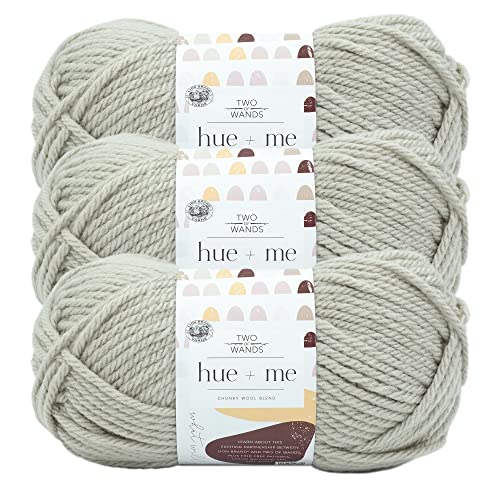 Image of Lion Brand Yarn, Hue + Me Chunky Yarn for Crocheting, Knitting, and Crafts, Whisper, 3 Pack