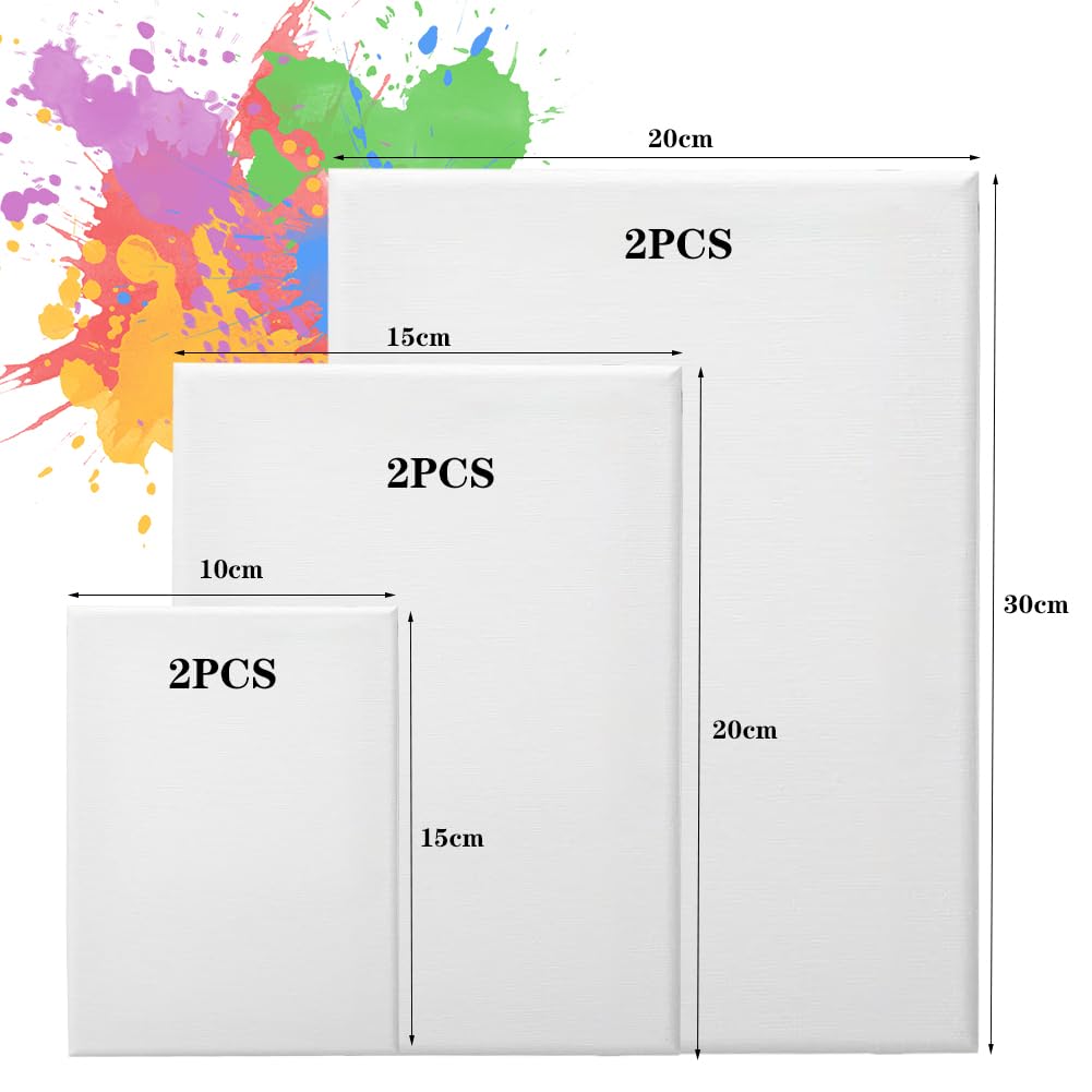 6 Pezzi Tela Bianca Per Dipingere 10 X 10 Cm Tele Da Dipingere 100% Cotone Telo Bianco, Tela Pittura, Tele Piccole Per Dipingere per Dipingere, Ad Acrilici, Pittura Ad Olio Per Bambini