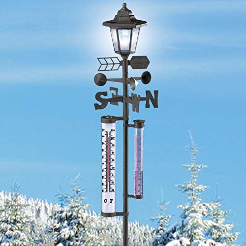 Outdoor Solar Garden Stake Lamp Post Weather Station by SkyMall