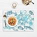 Summer Sea Turtle Placemats Set of 6 Washable Ocean Fish Linen Table Mats 12 x 18 Inch Heat Resistant Place Mats Non-Slip Placemats for Dining Kitchen Dining Table Party Decor