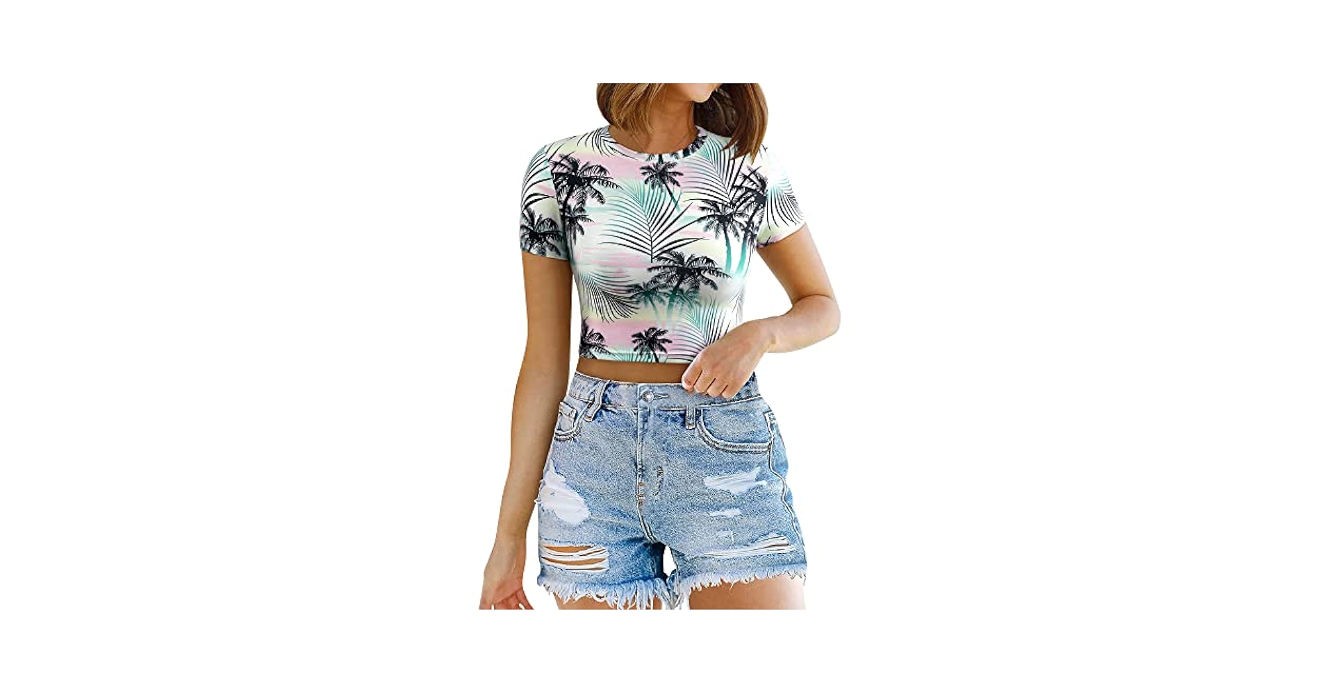 ZXZY Women Cute Hawaiian Workout Short Sleeve Tropical