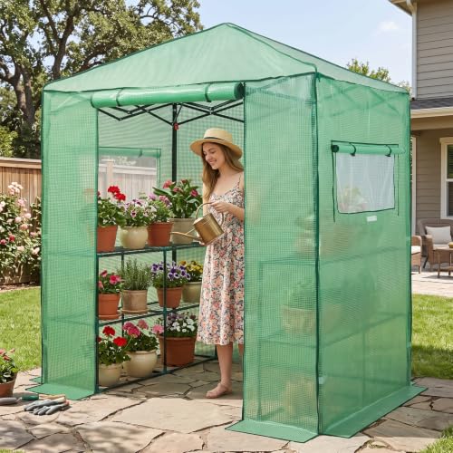 Image of EAGLE PEAK 6x4 Easy Setup Small Pop Up Greenhouse, Clear /Green
