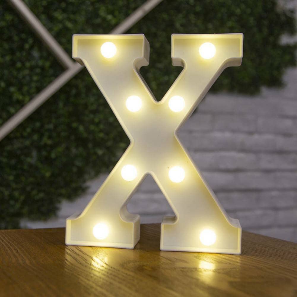 anso Alphabet LED Letters Light Up Numbers White Plastic Letters Standing Decor A to Z 0~9 (Letter X)