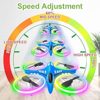 Dwi Dowellin 4.9 Inch Mini Drone for Kids LED Night Lights One Key Take Off Landing Flips RC Remote Control Small Flying Toys Drones for Beginners Boys and Girls Adults Nano Quadcopter, Blue