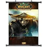 Wall Posters Wall Scroll Poster with World of Warcraft Panda Mists of Pandaria Hand Home Decor Fabric Painting 23.6 X 35.4 Inch