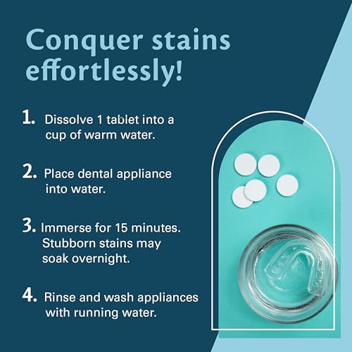 Coffee and Tea Retainer Cleaner Tablets, Removes Odors, Stains, and Plaque, 4-Month Supply, Denture Cleanser for Caffeine Enthusiasts, 120 Tablets by M3 Naturals