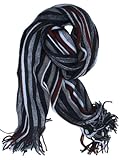 SethRoberts-Long Striped Men's Knit Winter Scarf in Gray/Navy/Red