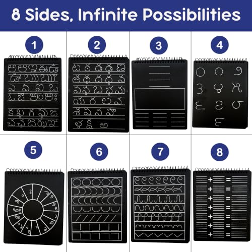 Image of Berrybee 8-in-1 Montessori-Inspired Pre-Writing Board | Tracing Board for Akshar, Vowels, Consonants & Patterns | Reusable Handwriting Practice for Kids Age 2-6 | Educational & Durable (Telugu)