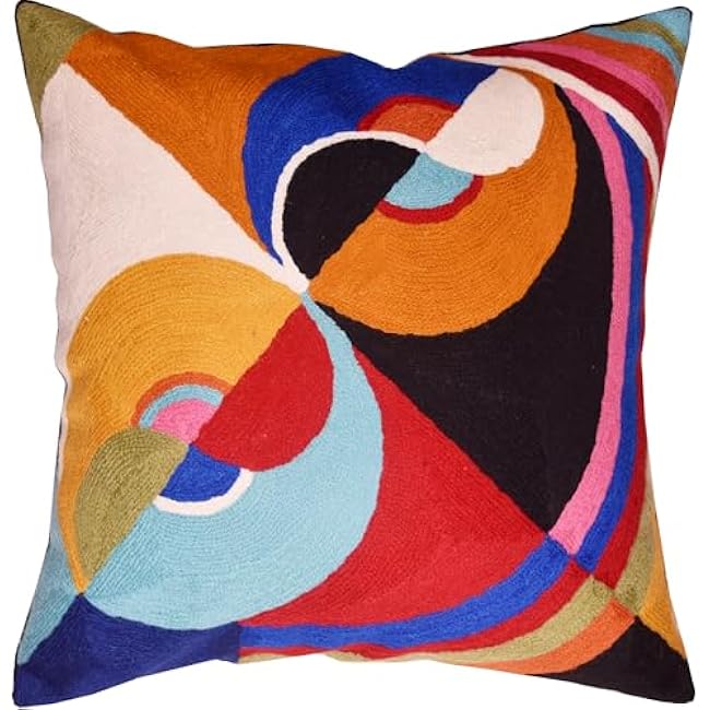 Kandinsky Modern Throw Pillow Cover - Cosmic III | Abstract Pillow | Modern Couch Pillow | Contemporary Pillows | Outdoor Pillow | Mid Century Chair Cushions | Handmade Wool Size 18x18