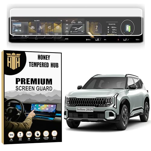 HONEY TEMPERED HUB SCREEN GUARD for KIA SELTOS FACELIFT 2026/12.3 INCH INFOTAINMENT TOUCH SCREEN PROTECTOR / seltos2026 Digital Display Car Accessories [Not Tempered Glass]