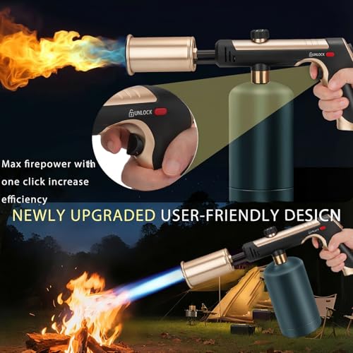 Image of Propane Torch Gun With One-Touch Max Fire, Adjustable Kitchen Torch, Powerful Propane Torch With Many Safety Features(Tank Not Included)
