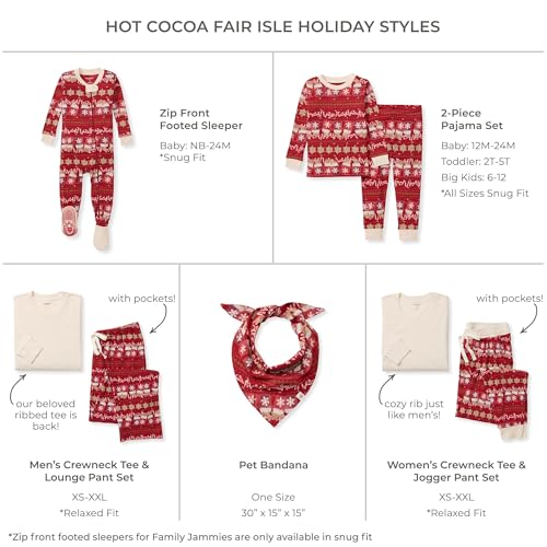 Burt's Bees Baby Baby 1-Piece Family Christmas Pajamas Matching Sets-Organic Cotton PJs for Kids, Toddlers, Adults, Hot Cocoa Fair Isle, 18 Months2
