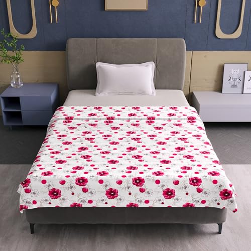Image of Divine Casa Cotton Dohar for Single Bed 210 x 140 cm, 120 GSM Lightweight Blanket, Soft Breathable Summer Quilt for AC and All Season Use