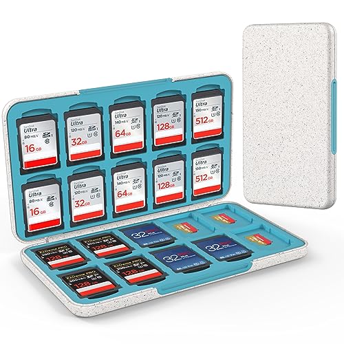 HEIYING Memory Card Case for SD/TF Cards,Portable SD Card Holder Storage Case Compatible with 20 SDXC SDHC and 20 TF Cards Slots