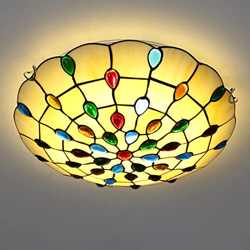 Plafonnier LED Tiffany grand format 24" dimmable douille E27 - 3