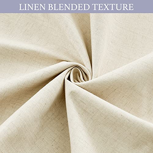 Image of RYB HOME 100% Blackout Curtains for Small Window, Linen Textured Blend Insulating Privacy French Door Curtains Tie Up Shades for Kitchen Storage Cabinet Basement, W 34 x L 40, Beige, 1 Panel
