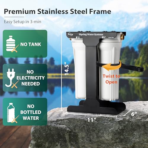 Image of iSpring CW21-BV 2-Stage RV Water Filtration System for Campers, SGS-Tested Bacteria and Viruses Removal, BPA-Free, High Capacity, 3 /4'' Lead-Free Brass Hose Quick Connectors, Tankless