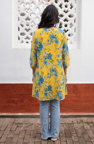 Image of Janasya Women's Georgette Floral Regular Tunic