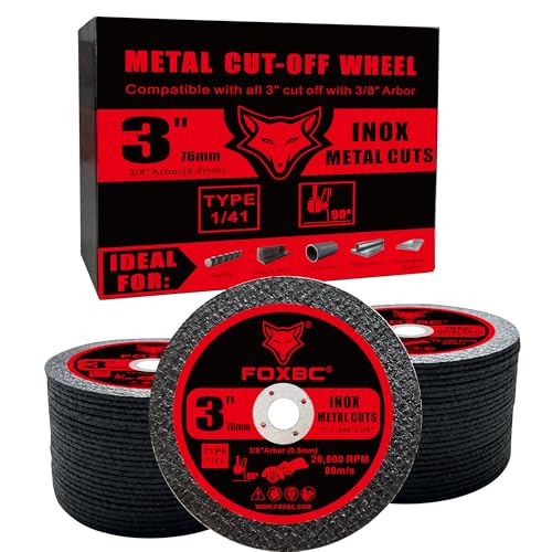Image of FOXBC 3 Inch Cut Off Wheel Discs, Metal & Stainless Steel Cutting Disc for Die Grinder, 3” x 3/64” x 3/8” - 50 Pack