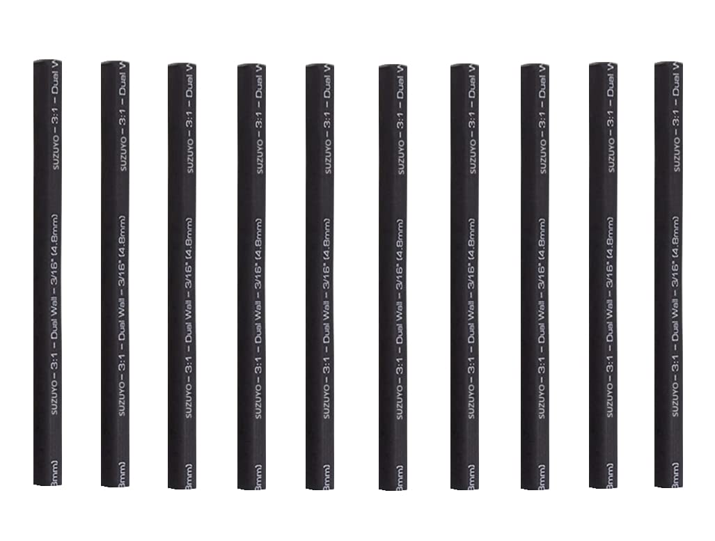 Waterproof Heat Shrink Tubing Kit - 3:1 Ratio Adhesive Lined, Dual Wall Adhesive Marine Grade Shrink Wrap - Automotive Industrial Heat-Shrink Tubing Sealing Wear-Resistant Cable Protecto (10, 3/16
