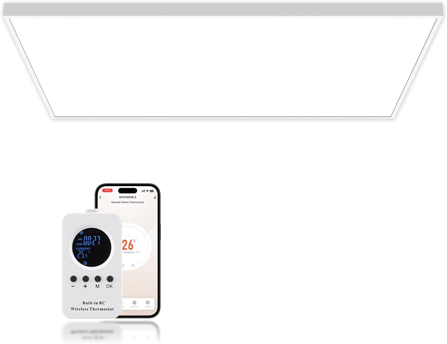 space heater for indoor use 1000w, infrared heating panel, ceiling type, 7-day programmable, app/remote control, zero noise operation, safe rapid heating, 10-year warranty 1000w-app ceiling